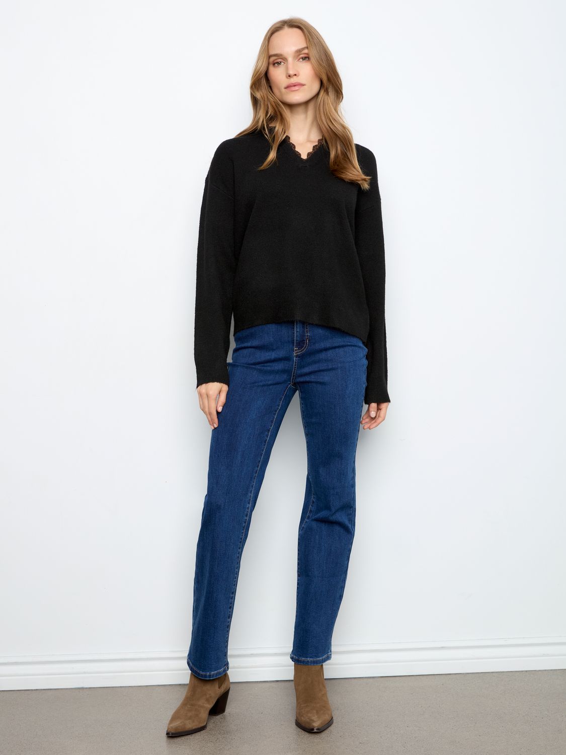 C2081-635C Charlie B V Notch Sweater