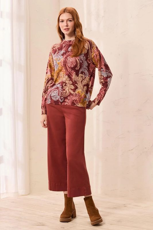 22480 Tribal Printed Funnel Neck Sweater