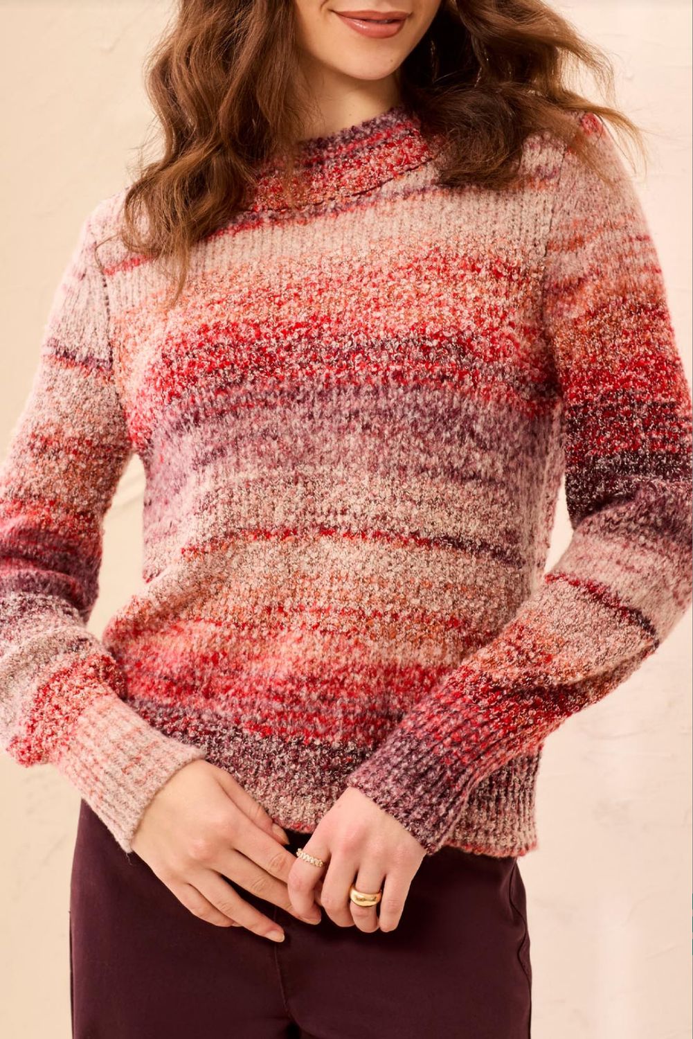 31800 Tribal Space Dye Mock Neck Sweater