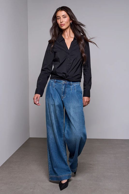 63060 Tribal Blue Thread Tailored Wide Denim