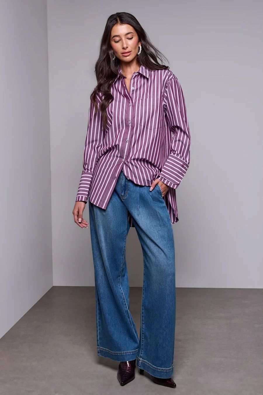 63270 Tribal Blue Thread Oversized Fancy Shirt
