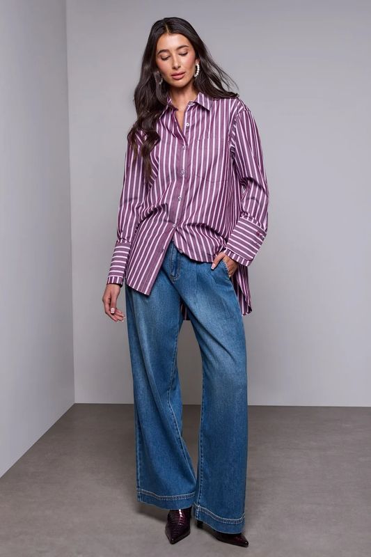 63270 Tribal Blue Thread Oversized Fancy Shirt