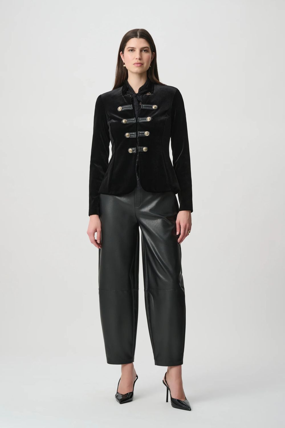 264217 Joseph Ribkoff Leatherette Barrel Leg Pants