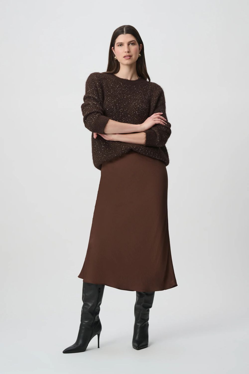 264219 Joseph Ribkoff Satin Flared Skirt
