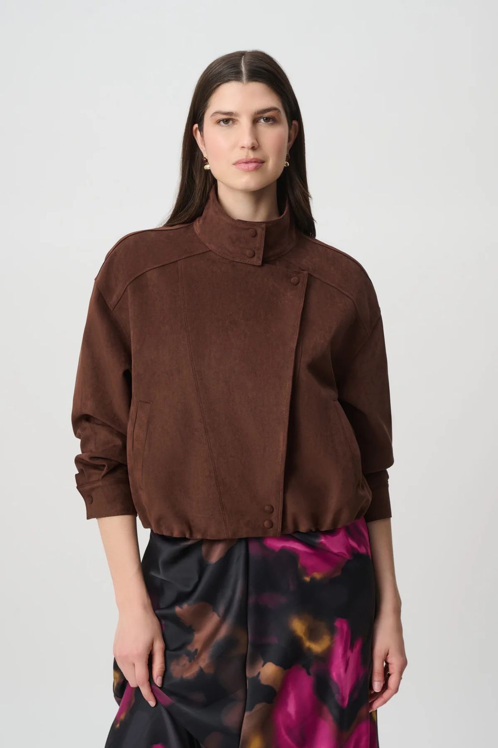 264970 Joseph Ribkoff Faux Suede Bomber Jacket