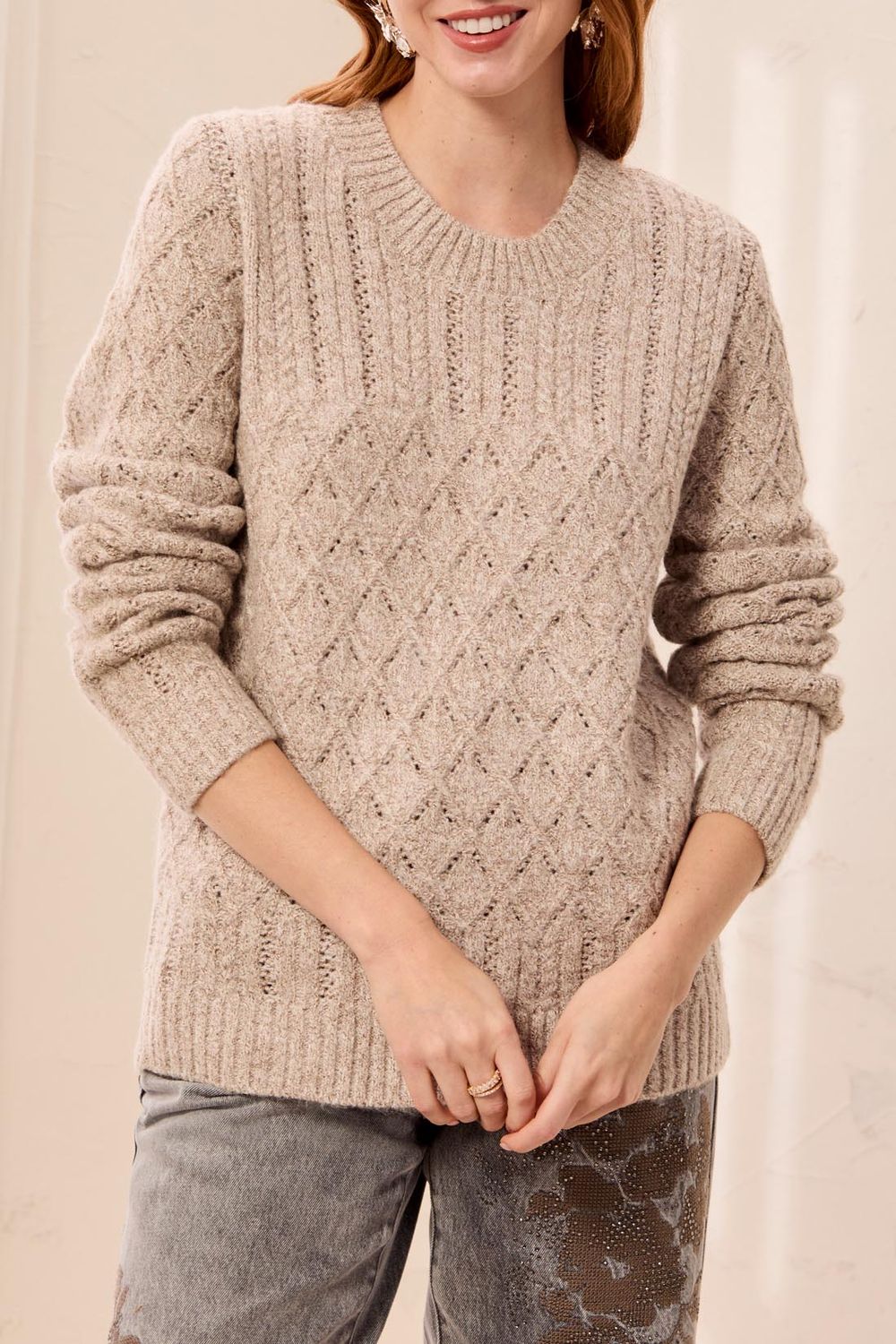 32650 Tribal Sweater with Cable Detail