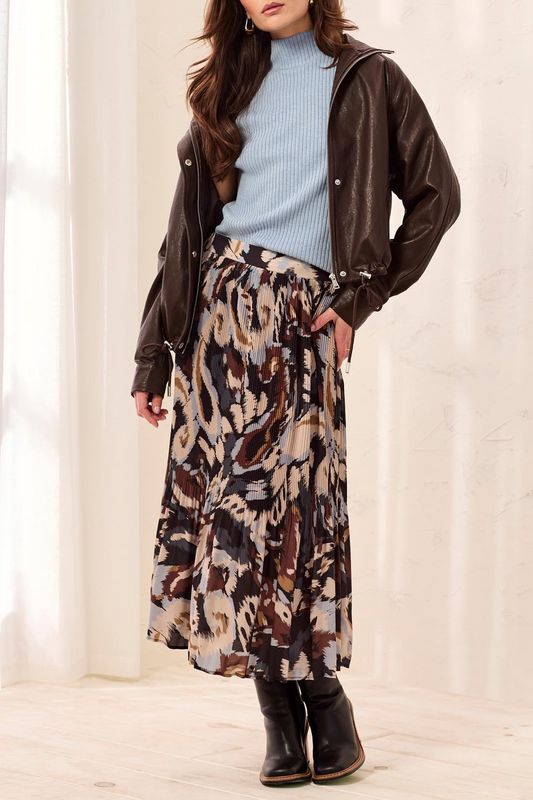 59970 Tribal Flowy Plisse Skirt with Slit