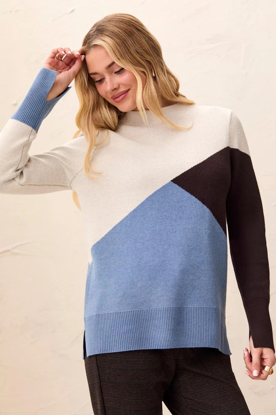 63260 Tribal Jacquard Sweater with Slits