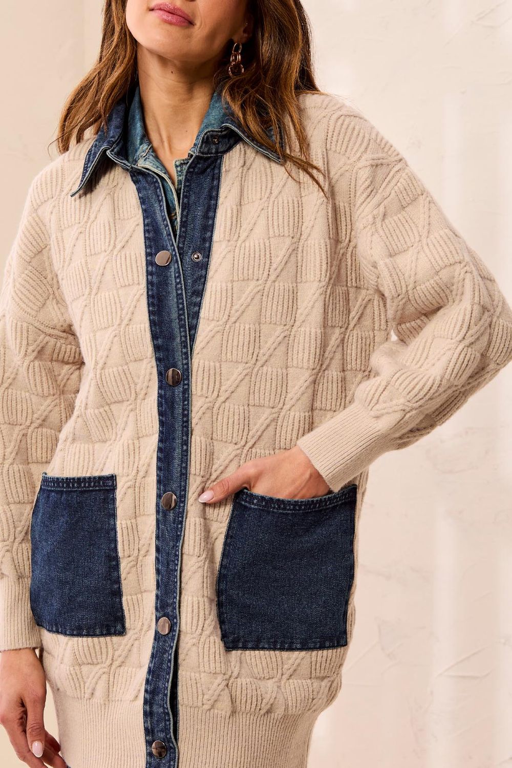 63510 Tribal Mix Media Sweater Coatigin