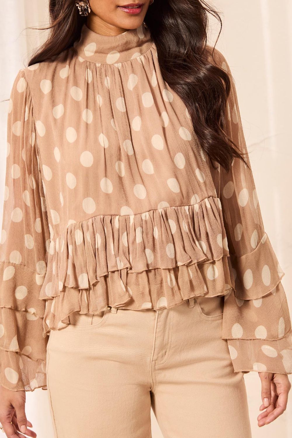63660 Tribal Peplum Blouse with Frill