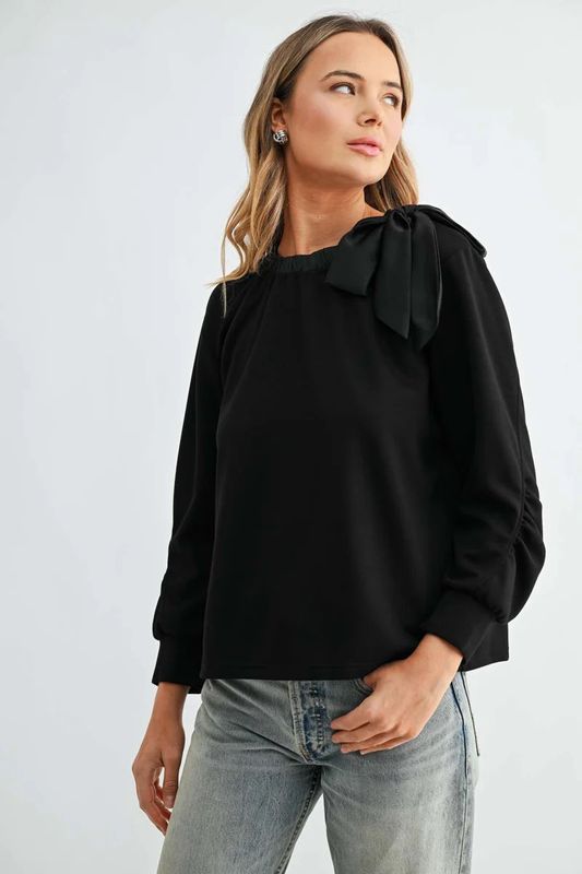 56218K Joh Karl Bow Tie Shoulder top