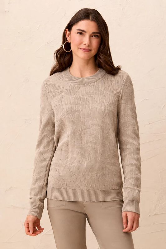 31580 Tribal Textured Jacquard Floral Sweater