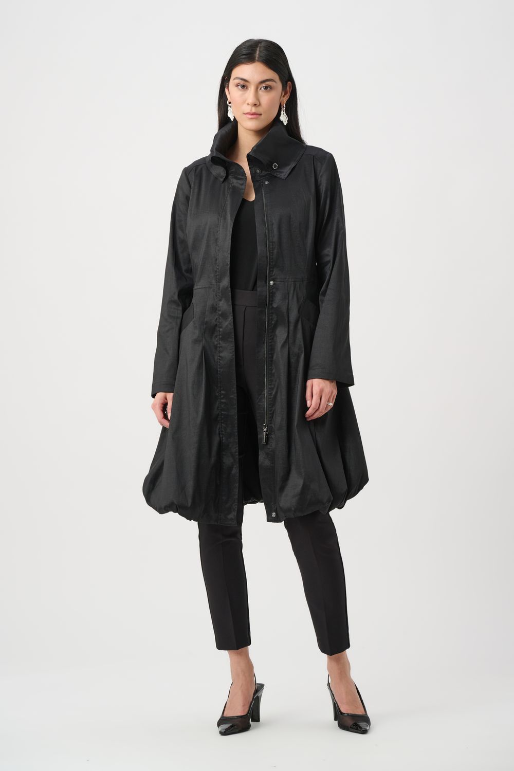 263911 Joseph Ribkoff Taffeta Belted Balloon Coat