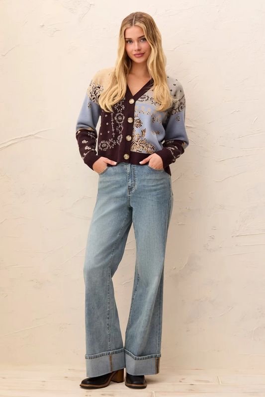 59870 Tribal Brooke Palazzo Denim with Cuffs