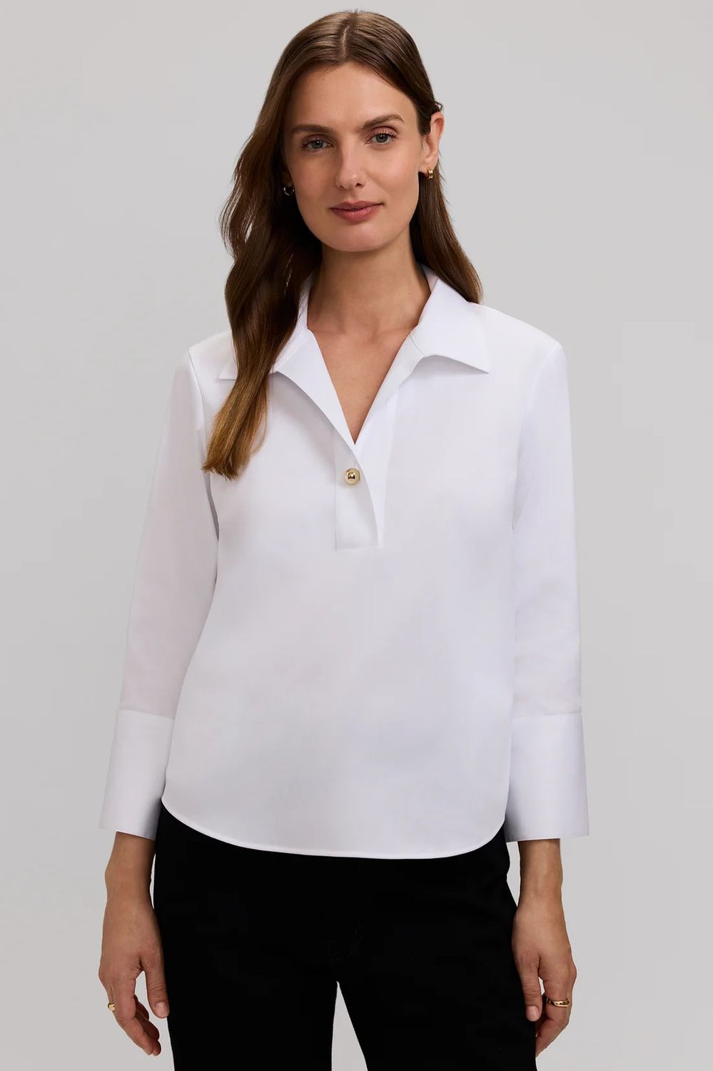 205783 Foxcroft Catalina Matte Sateen Popover Shirt