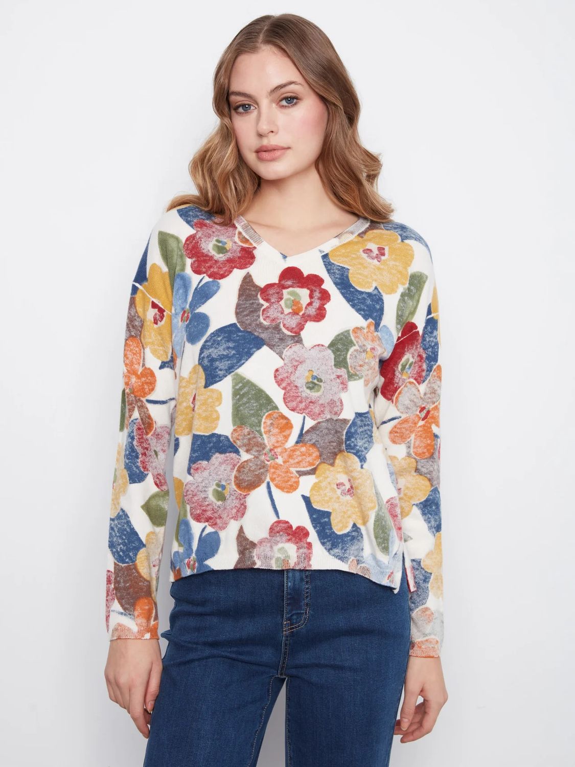 C2907P-626B Charlie B Reversible Floral Sweater