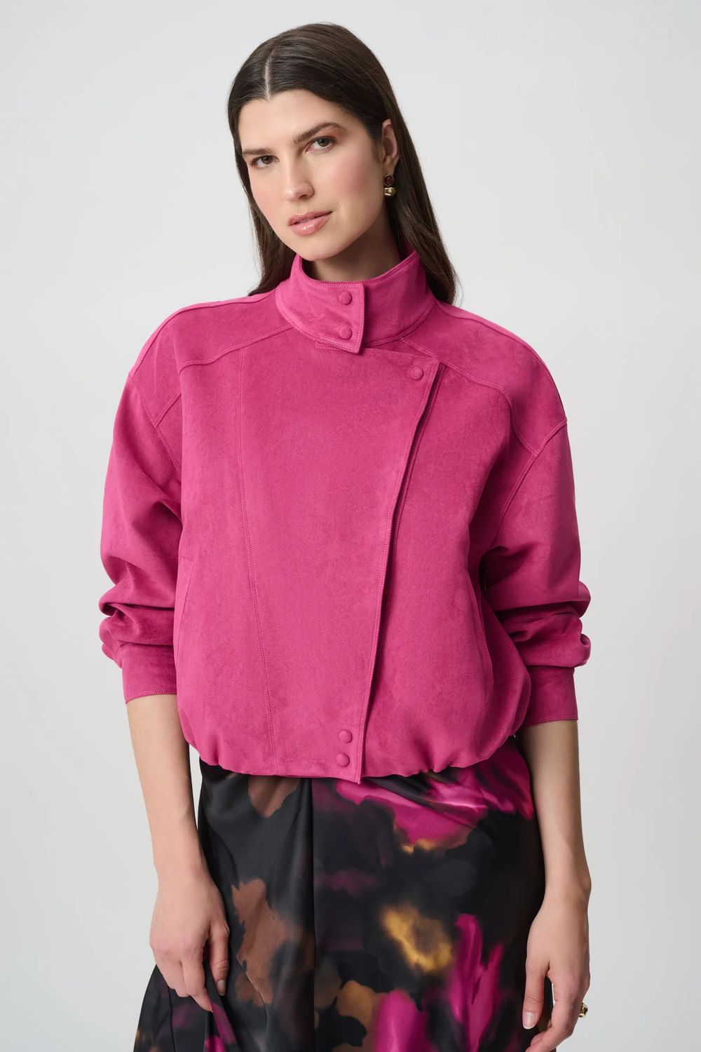 264970 Joseph Ribkoff Faux Suede Bomber Jacket
