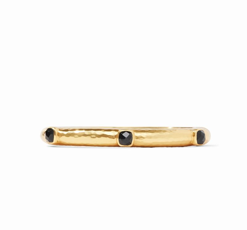BG334GBO00 Julie Vos Catalina Stone Hinge Bangle-Obsidian Black