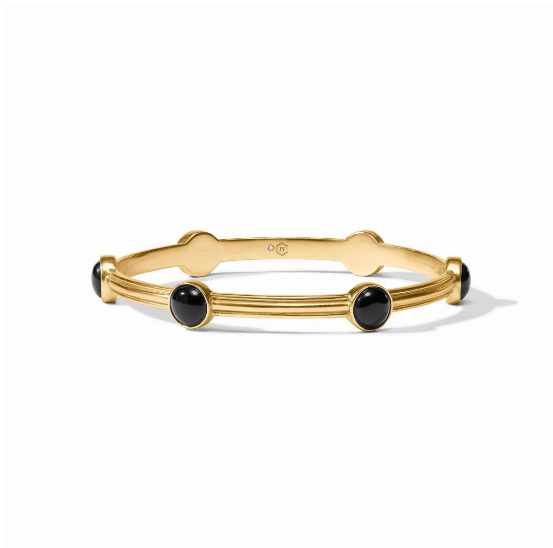 BG370GBO-M Julie Vos Essex Stone Bangle-Obsidian Black