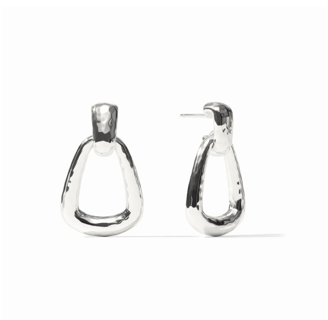 ER1103S00 Julie Vos Sahara Demi Silver Doorknocker Earrings