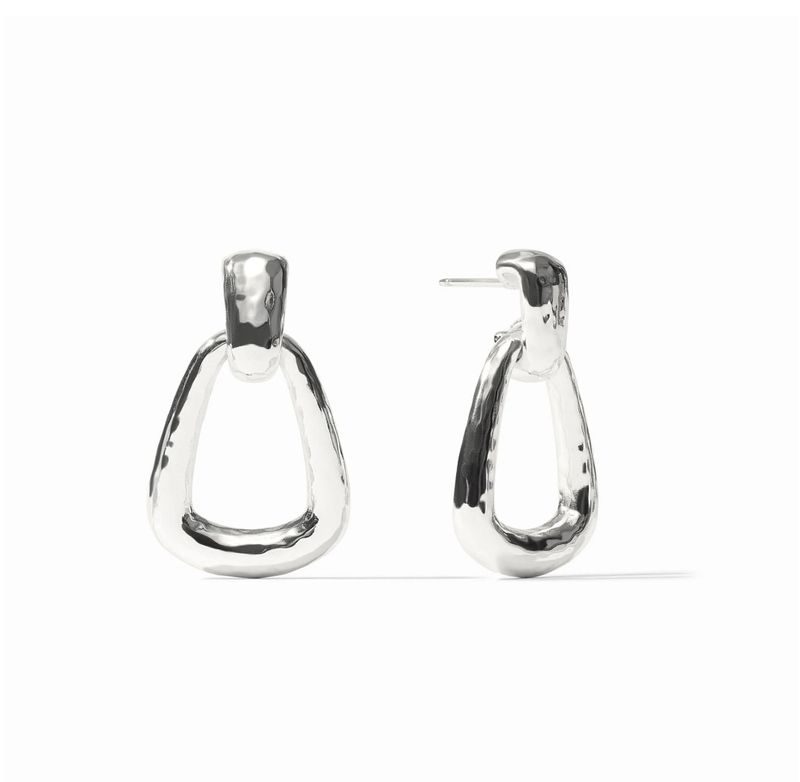 ER1103S00 Julie Vos Sahara Demi Silver Doorknocker Earrings