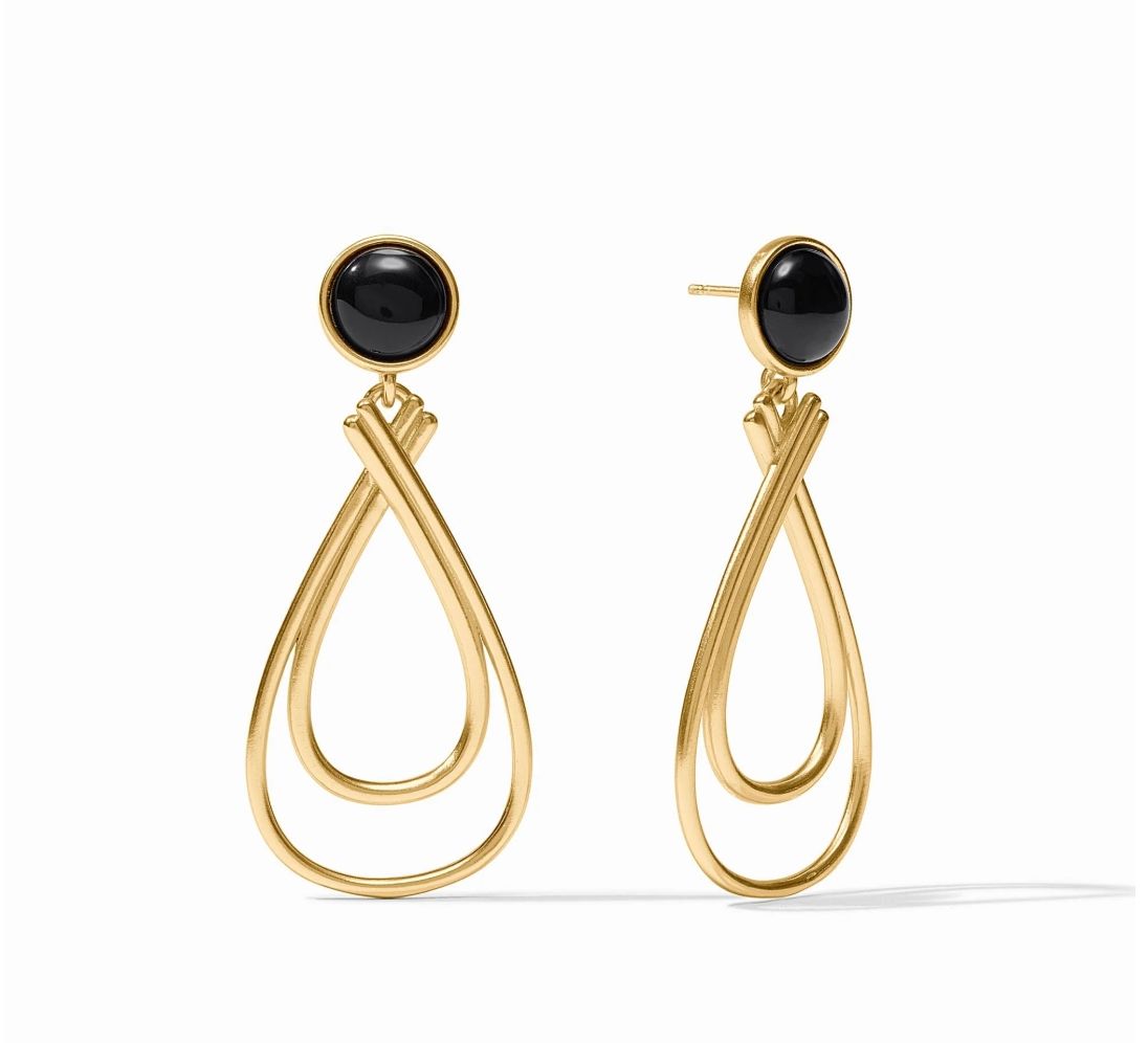 ER1114GBO00 Julie Vos Essex Stone Earring-Obsidian Black