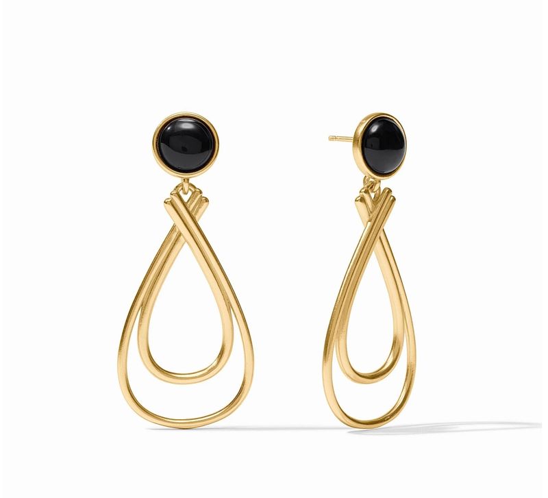 ER1114GBO00 Julie Vos Essex Stone Earring-Obsidian Black