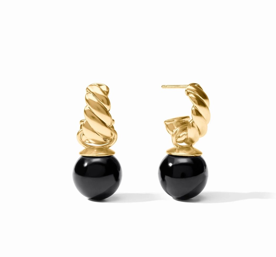 ER1122GBO00 Julie Vos Ravello Hoop &amp; Charm Earring-Obsidian Black