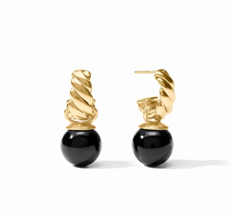 ER1122GBO00 Julie Vos Ravello Hoop &amp; Charm Earring-Obsidian Black