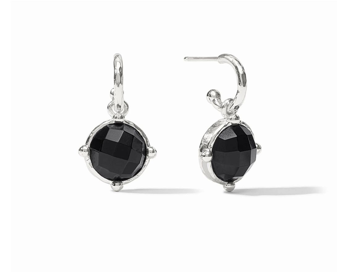 ER913SBO00 Julie Vos Honeybee Hoop &amp; Charm Earring-Obsidian Black
