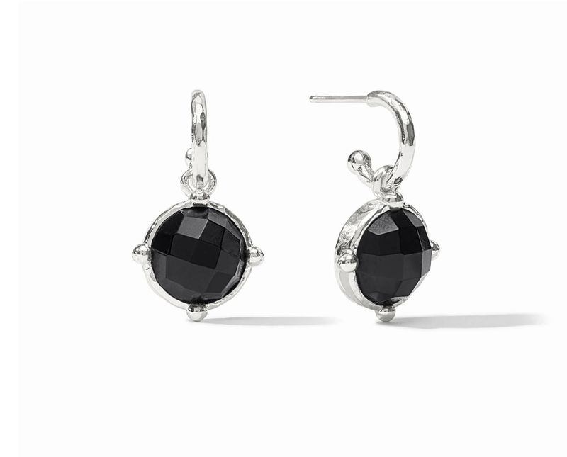 ER913SBO00 Julie Vos Honeybee Hoop &amp; Charm Earring-Obsidian Black