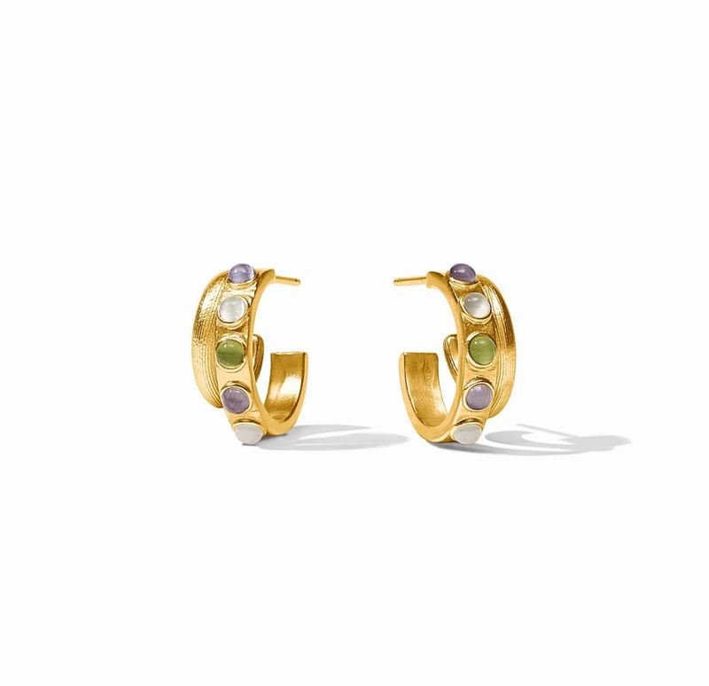 HP153GMC00 Julie Vos Cobblestone Double Hoop-Multi Stone Cat's Eye
