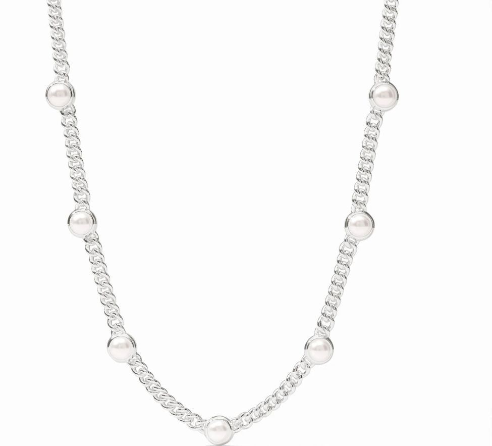 N591SPL00 Julie Vos Dolce Delicate Station Necklace-Pearl