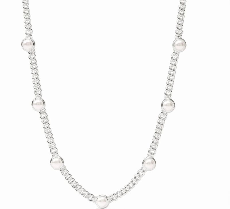 N591SPL00 Julie Vos Dolce Delicate Station Necklace-Pearl