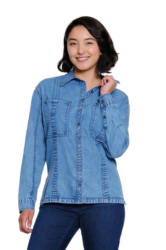 T46215BM Tru Luxe Boyfriend Button Front Shirt