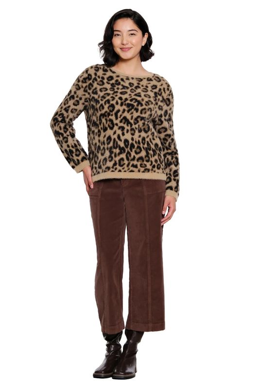 T45105PM Tru Luxe Woven Velveteen Wide Leg Crop Pant