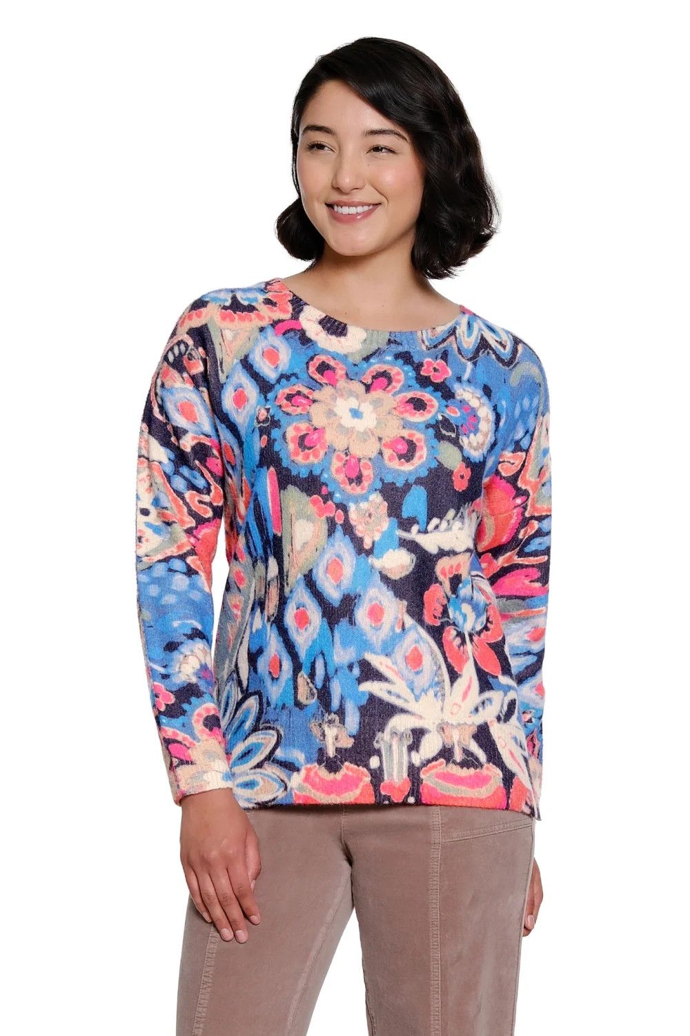 T46237KM Tru Luxe Printed Crew Neck Sweater