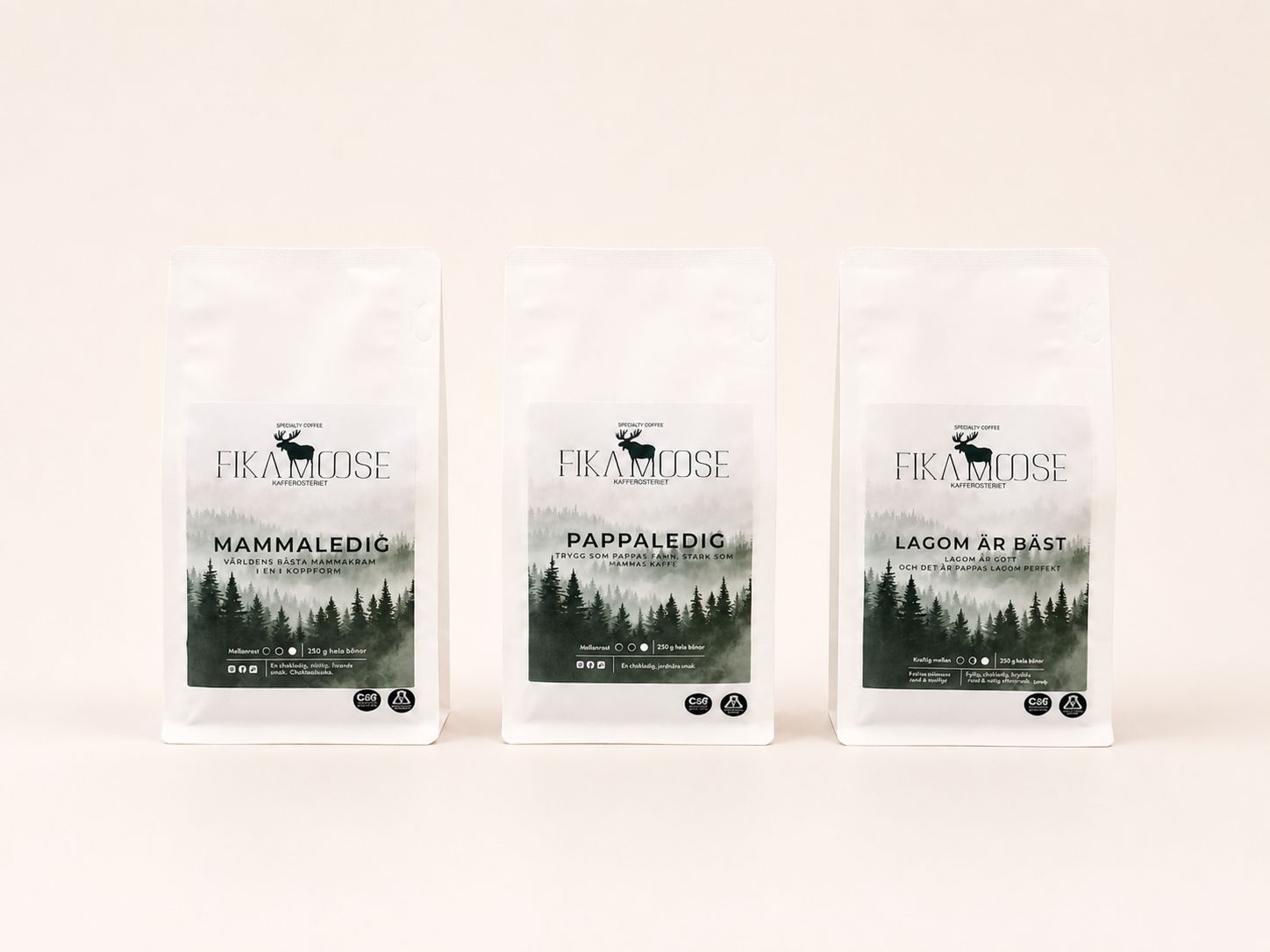 Fika Moose Familjetrio – Kaffe Trio 3×250 g