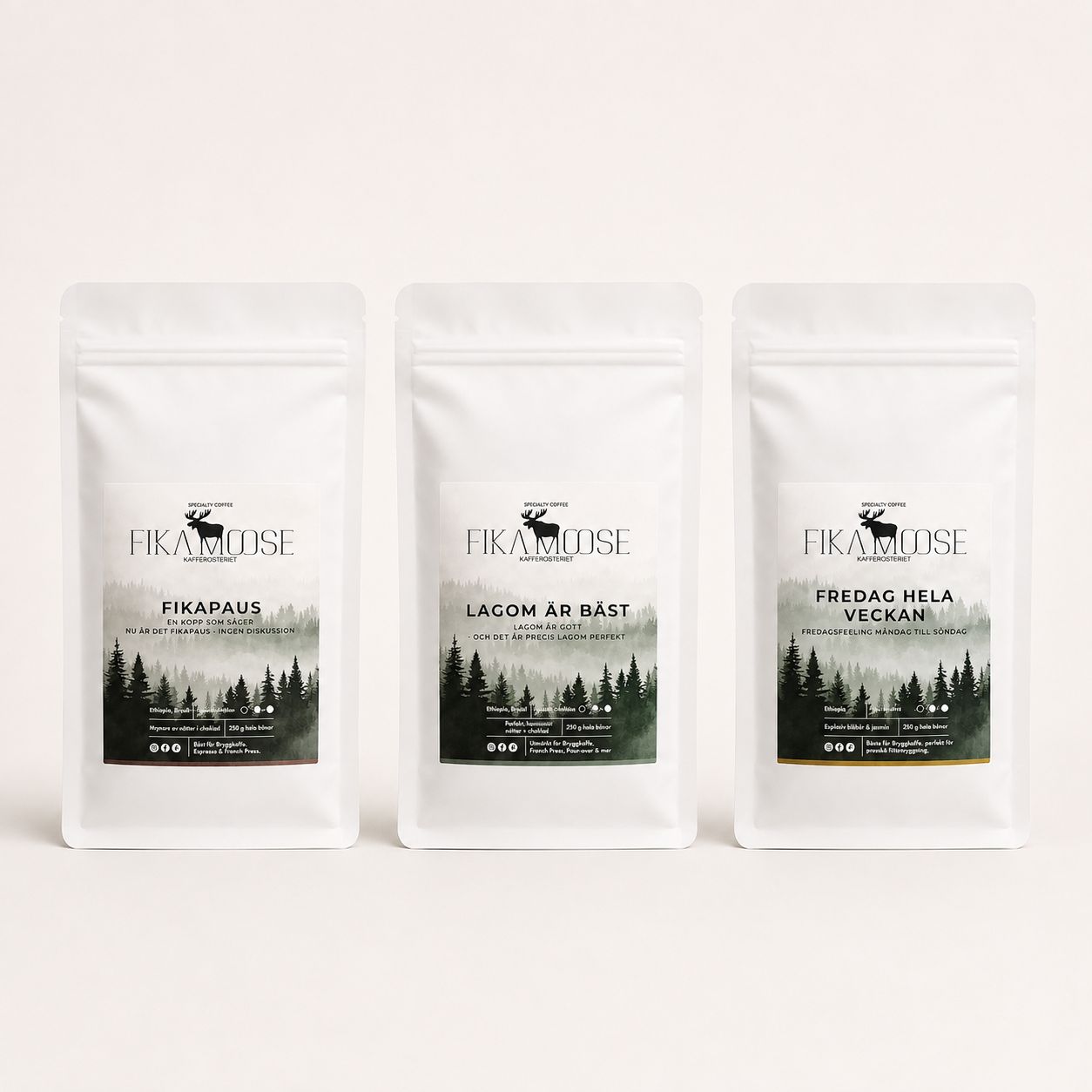 Fika Moose Vardagstrio – Kaffe 3x250g
