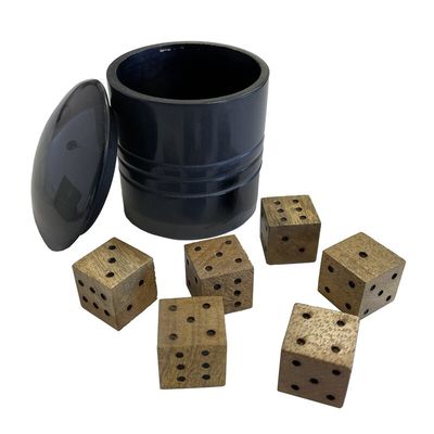 Farkle 3 inch cup with 6 wooden dice