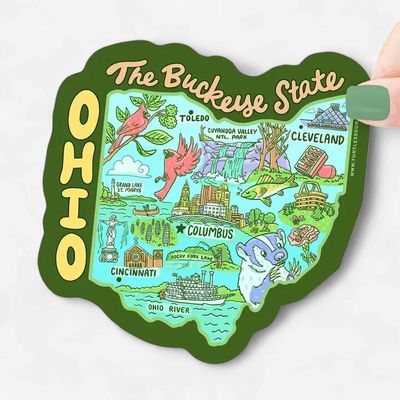 Ohio Map Art Vinyl Sticker