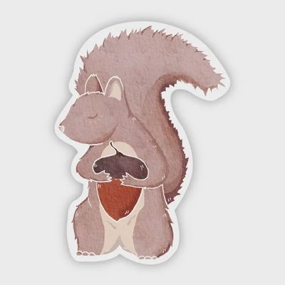 Squirrel with Acorn Sticker