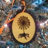 Spider in Web Silhouette Ornament