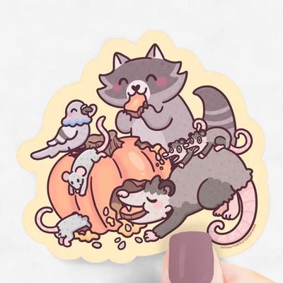 Trash Animal Pumpkin Feast Vinyl Sticker