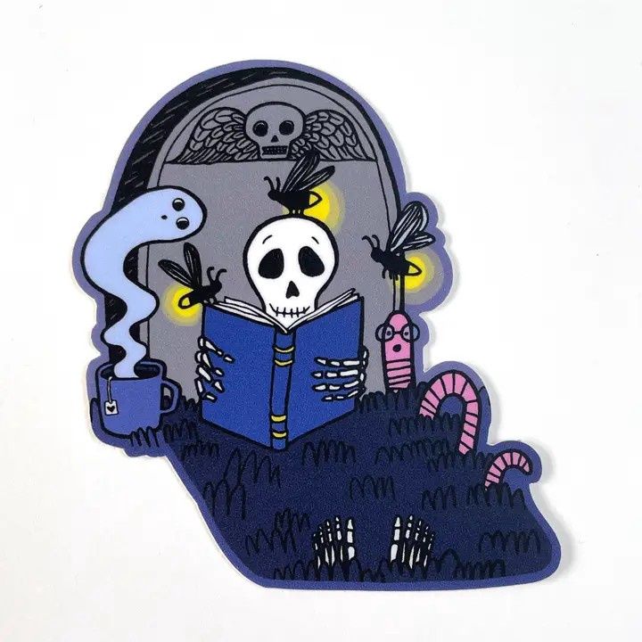 Skeleton Reading with Friends Sticker