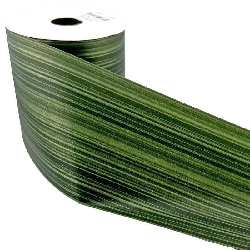 4" Faux Greenery Leaf Ribbon