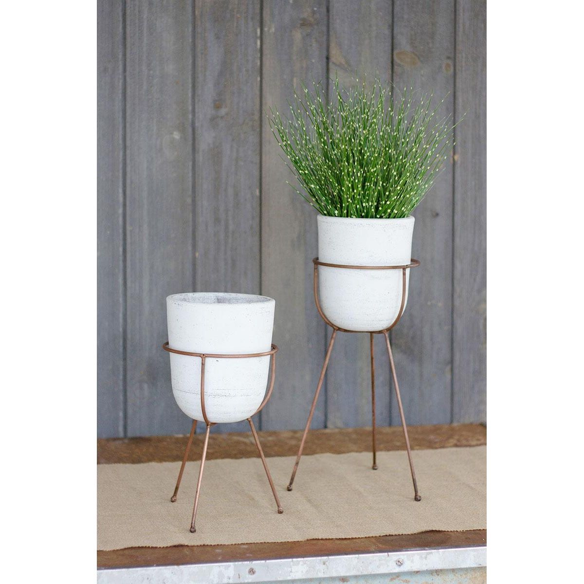 Clay Flower Bell on Copper Finish Base - Lrg