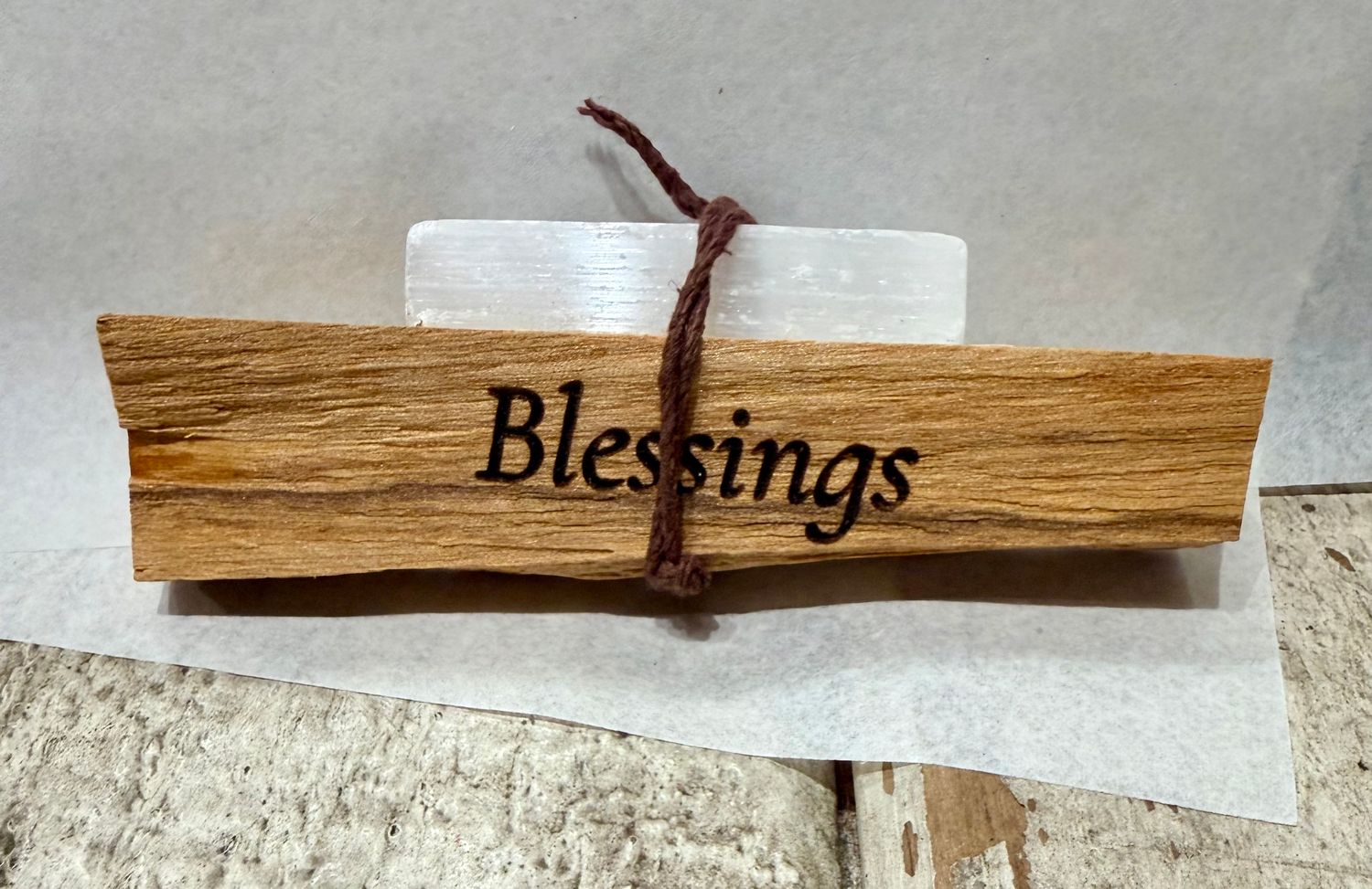 Lasered "Blessings" Palo Santo/Selenite