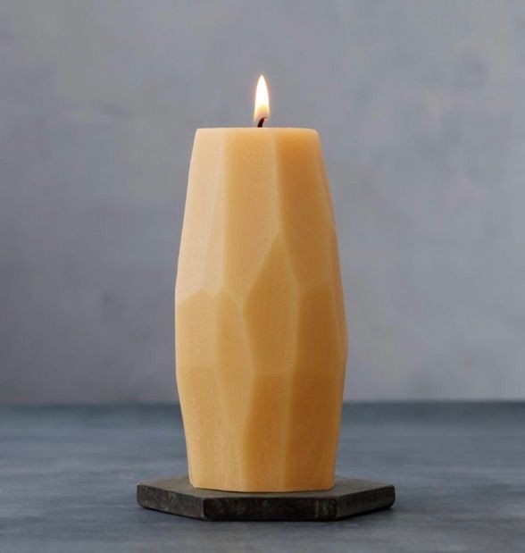 100% Pure Beeswax Faceted Pillar