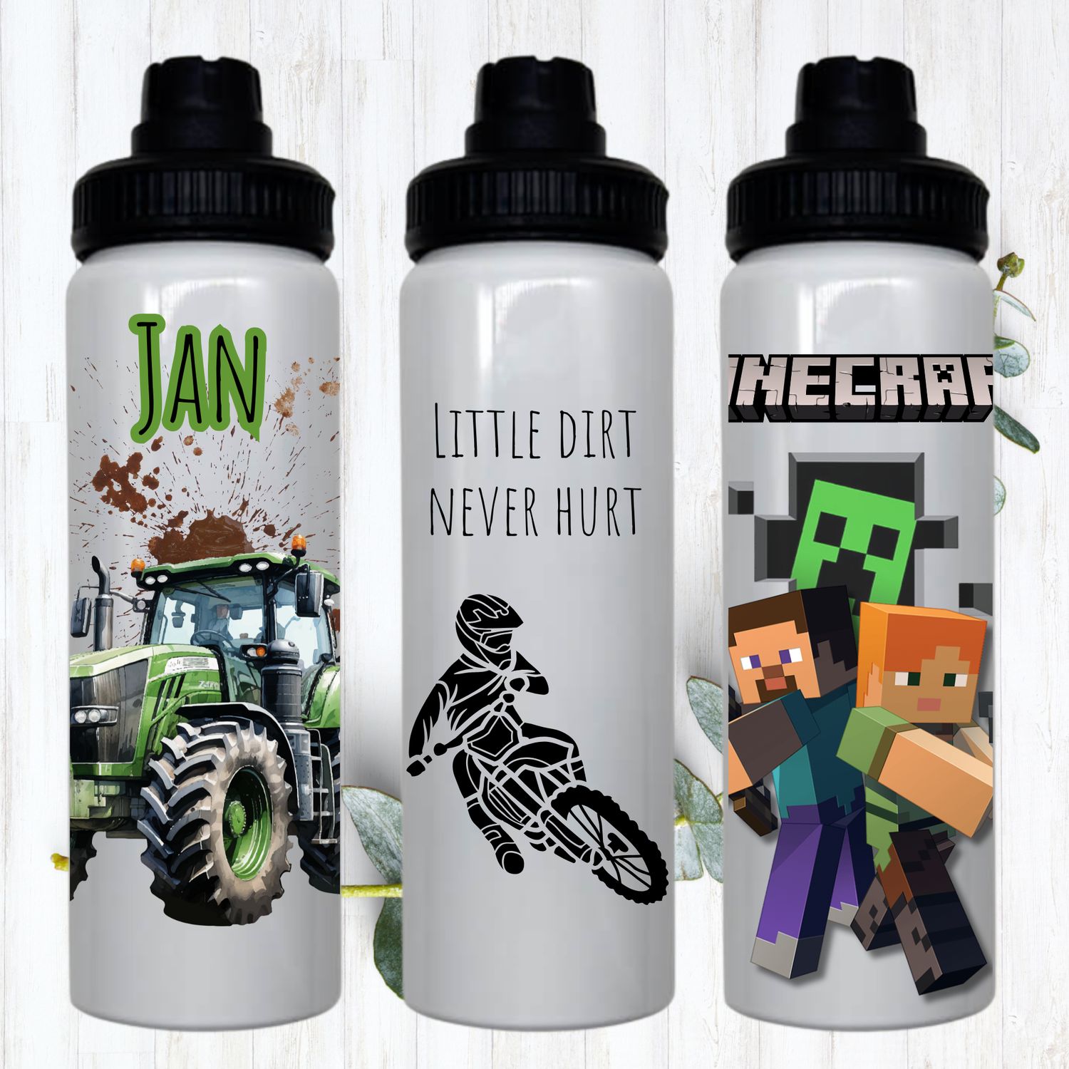 Kids White Aluminum Sports Water Bottle 850ml